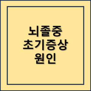 뇌졸중초기증상과 원인은